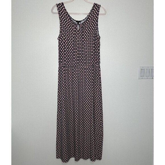 Talbots Dress Maxi Floral Sleeveless Size L Petite Blue Cotton Modal - Picture 1 of 10